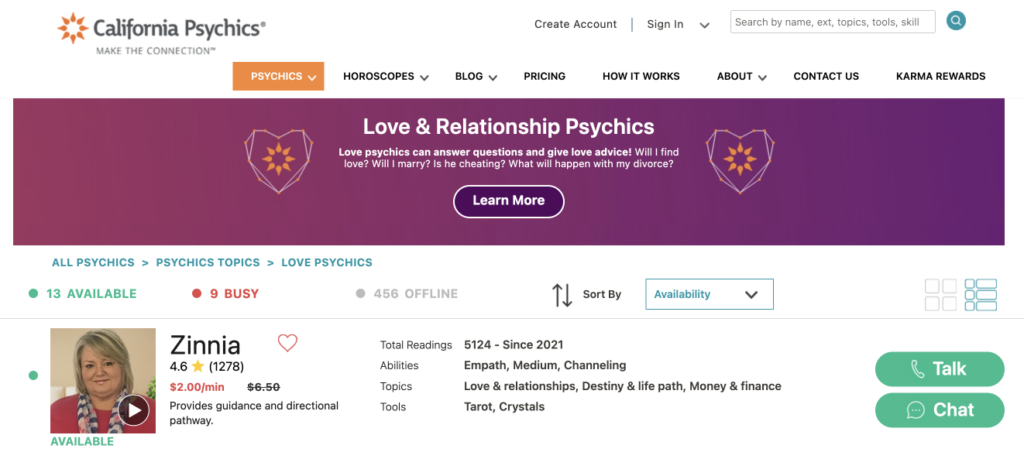 California Psychics Love Psychic Readings